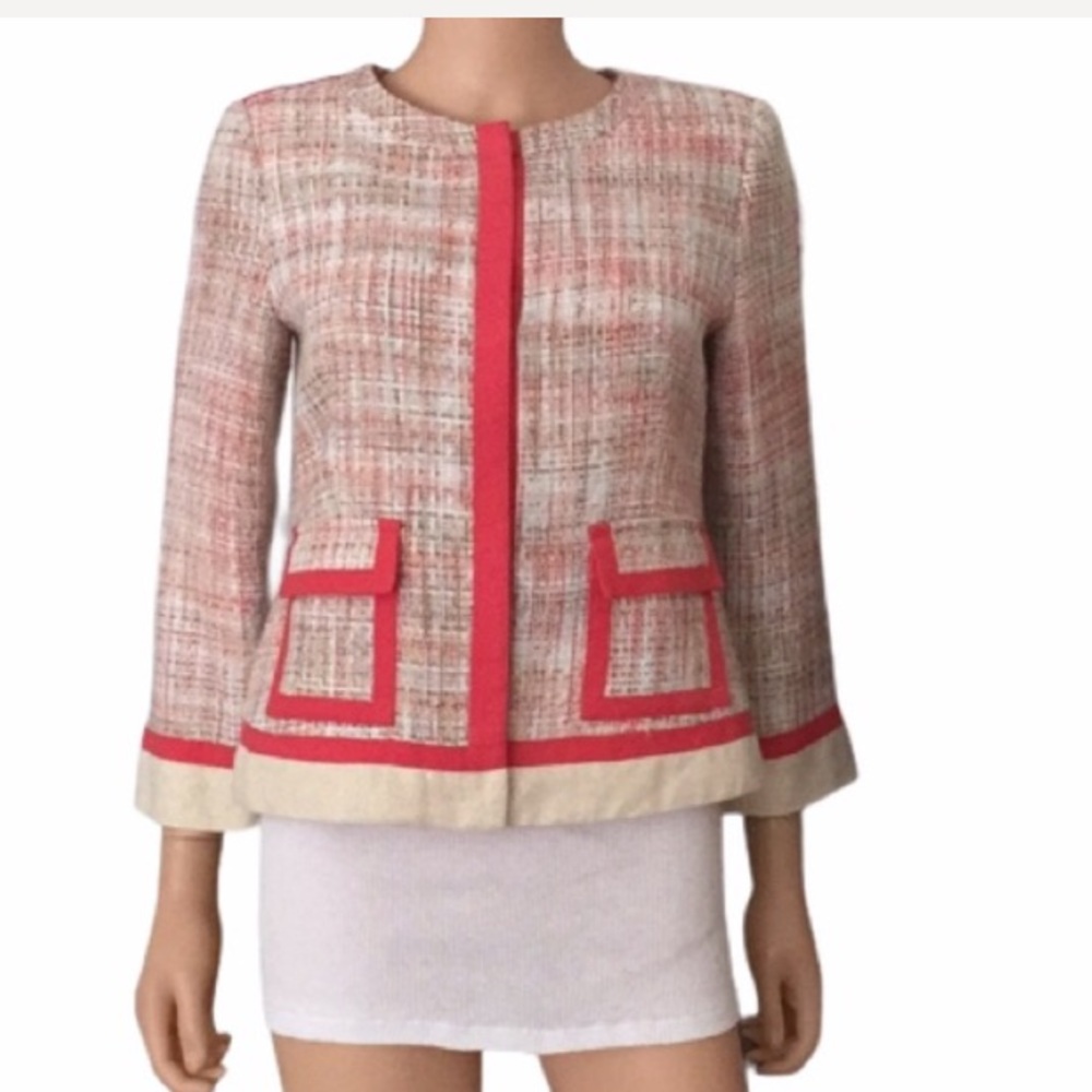 Gregory tweed cream pink woven blazer jacket made in Brazil